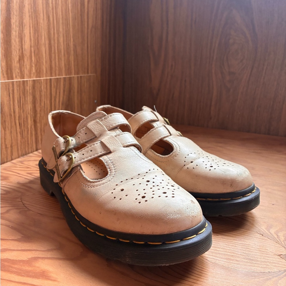 Dr. Martens Cream Flats with Buckle Detail